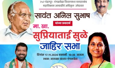 *अनिल सावंत यांच्या प्रचारार्थ उद्या खा. सुप्रिया सुळे यांची मंगळवेढा येथे सभा*